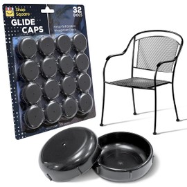 Wrought Iron Patio Furniture Feet Caps (32 Pack, Black) - 1.5" Round Plastic Outdoor Chair Leg Caps, Patio Furniture Replacement Feet