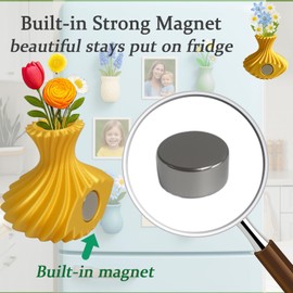 6 Pack 3D-Printed Mini Vase Magnets for Fridge, Unbreakable & Safe Bud Vases Hold Water, Magnetic Flower Pots for Kitchen, Locker, or Office Decor (Not Including Flowers)
