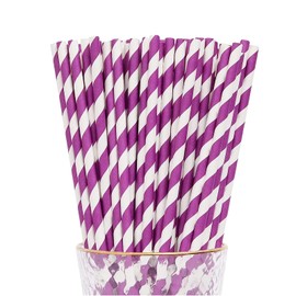 YAOSHENG Pack of 100 Purple Paper Straws, Biodegradable, Colourful Paper Straws, Suitable for Parties, Weddings and Occasions, Party Straws (Purple)