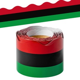 BeYumi Kwanzaa Bulletin Border Trim - 65ft Black History Month African American Celebration Scalloped Rolled Border Trim Holiday Bulletin Board Borders School Classroom Chalkboard Party Decoration