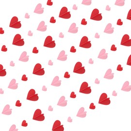 DIYASY 6 Pcs Valentine's Day 3D Heart Garland Decorations, NO DIY Pink Red Hearts Hanging String Paper Banner Ornament Party Decor Wedding Anniversary Room Decoration