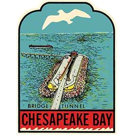 Chesapeake Bay Bridge Tunnel Vintage Decal Sticker Souvenir