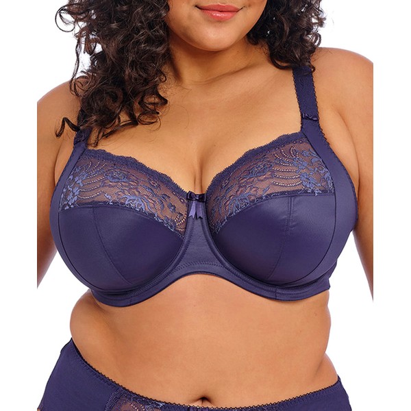 Elomi Women's Morgan Stretch Lace Banded Underwire Bra, Midnight, 38H