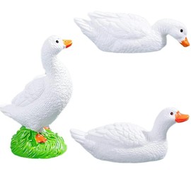 Haohaiblooms 3 Pcs Mini Duck & Goose Figurines - Resin Fairy Garden Decor, Aquarium Fish Tank Accessories, Micro Landscape Moss Terrarium DIY Crafts, Home Ornaments, Gift for Nature Lovers