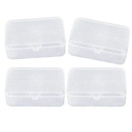 AKOAK Clear Polypropylene Rectangle Mini Storage Containers Box with Hinged Lid for Accessories,Crafts,Learning Supplies,Screws,Drills,Battery,Pack of 4 (3.46" x 2.24" x 1.18")
