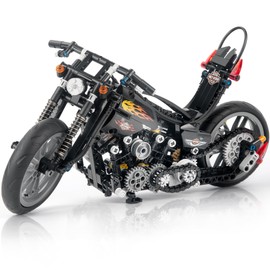 HIGH GODO Technik Motorcycle Building Blocks, 451 Pieces, Motorcycle Model Kit, Clamping Blocks, Gift for Adults or Boys 6 7 8 9 10 11 12+ Years