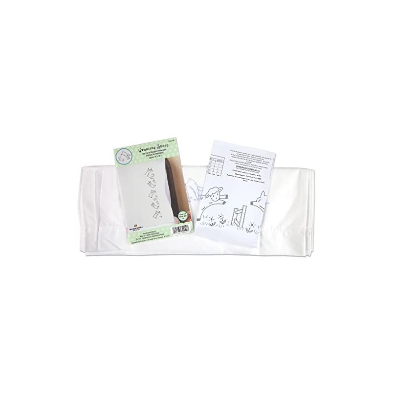 Design Works Crafts Prancing Sheep Stamped for Embroidery Pillowcases -