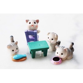 Neko 9 piezas de gatos de jardín en miniatura con accesorios – micro gatito paisaje decoraciones – lindo gato de la suerte DIY cifras para manualidades, decoración del hogar y decoración de pasteles (gris)