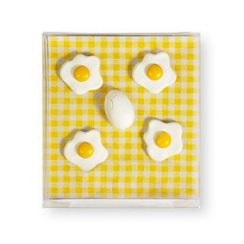 Kraftheld | 5er Set Deko-Magnete Egg | Spiegelei-Magnete bunt, dekorativ, farbenfroh | Kühlschrankmagnete in Form von Eiern | Magnet-Deko als Geschenk