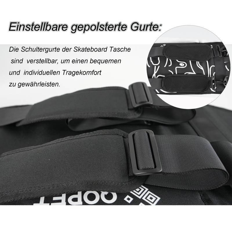 QOPET Skateboard Backpack Made of Thickened 900D Oxford, Cruiser Board