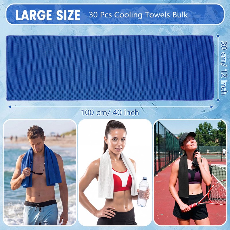 30 Pack Cooling Towels Bulk Microfiber Breathable, Classic