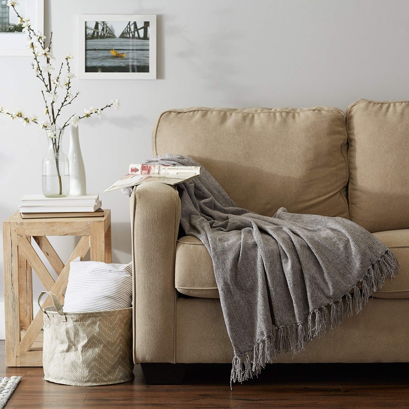 DII Chenille Throw Collection Solid Fringed, 50x60, Gray
