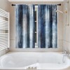 Blue Grey Gray Painting Waffle Textured Cloth Shower Curtain Set,