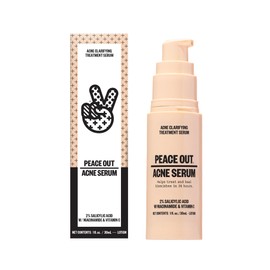PEACE OUT PEACE OUT Skincare Acne Serum. Daily Multi-Benefit Face Serum with 2% Salicylic Acid to Target Pimples, Zits, Blemishes and Breakouts, For Clearer-Looking Skin 1 fl oz