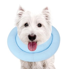 Sbayool Cat Dog Cone Collar, Soft and Comfortable Adjustable Dog Donut Collar, Dog Doughnut Collar, Multilayer Soft Dog Cone After Surgery Anti Licking Helps with Recovery Blue-M