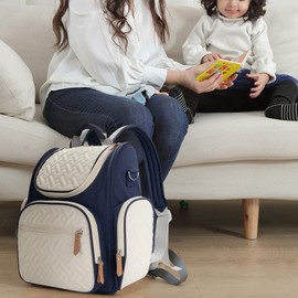 SONARIN Waterproof Stylish Baby Changing Backpack, Changing Bag, Large Capacity, Multifunctional Baby Bag, Travel Changing Bag, Backpack with Bottle Bag & Pram Hook, darkblue