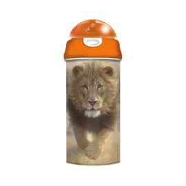 3D LiveLife Drinking Bottle - Eat My Dust from Deluxebase. Lion 20oz Tumbler with Lenticular 3D Image, BPA Free Reusable Water Bottle with Easy to Use Straw Lid.