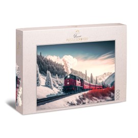 Ulmer Puzzleschmiede - Puzzle Polar Express - Atmospheric Railway Motif in the Winter Landscape - Classic Puzzle 1000 Pieces - Puzzle Quality Made in Germany