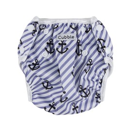 Cubble Reusable Swim Nappy for Newborn and Toddlers | Adjustable with 3-Layer Protection (Anchor Stripes)