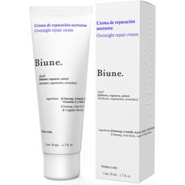 Crema de Noche con Retinol 0.5%, Centella Asiática y Ginseng Antimanchas, Reafirmante para Arrugas y Líneas de Expresión Hidratante facial nocturno con Extractos Botánicos para Todo tipo de Pieles Biune. 50 ml