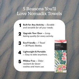 Nomadix Original Towel - Perfect for Beach, Pool, Travel, Camping, Yoga - Made with Recycled Materials - Super Absorbent - Sand Resistant -Palms Pink - 72.5" x 30"