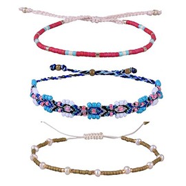 KELITCH 3 pcs Friendship Bracelet Women Bracelets Colorful Stack Miyuki Adjustable Rope Wrap Bracelets