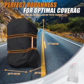 RV Tote Tank Cover Fits Tote Tanks Up to 45" x 25" x 14", Heavy Duty 600D RV Portable Waste Tank Cover 28-36 Gallons with Storage Bag
