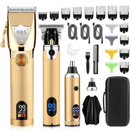 Saoilli Professional Hair Clippers Hair Trimmer for Men,Beard Trimmer Nose Hair Trimmer Set,Cordless Electric shavers Razor for Men,Barber Clippers T-Blade Trimmer Haircutting Grooming Kit
