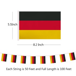 Yamiuo 100 Feet Germany String Flag, 76 Pcs German Banner Flag, Small Mini World Banner Flags for Sports Events, Bars Decorations, School Festivals, Party Decorations, Celebrations (Germany)