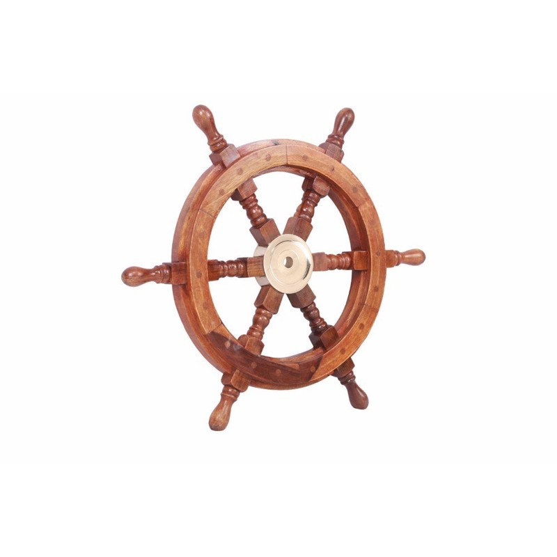 TUP The Urban Port 12" Teak Wood Ship Wheel with