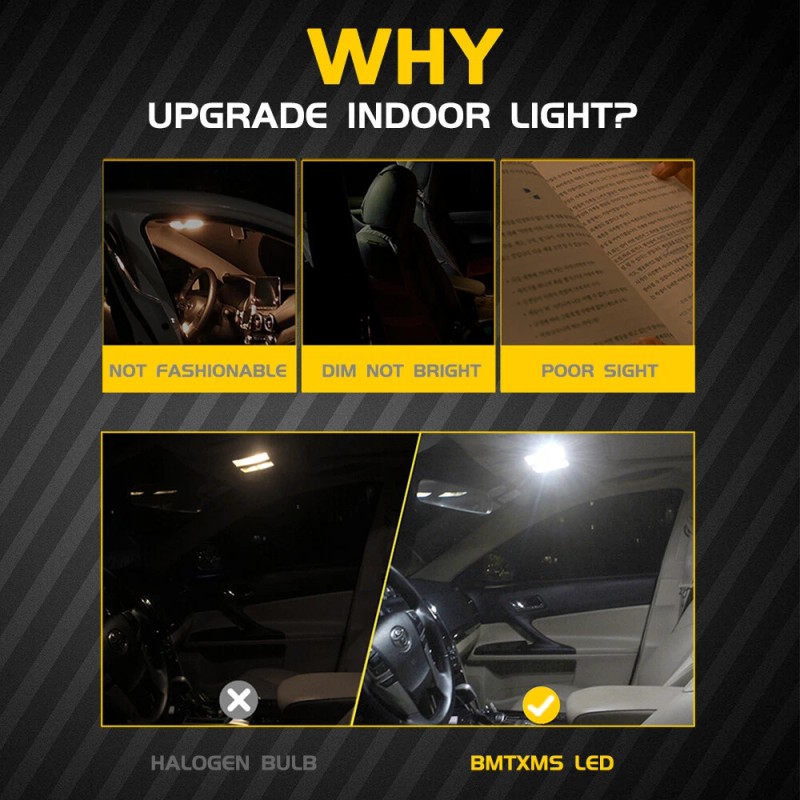 BMTxms 14pcs Interior LED Light Bulbs Map Dome For Nissan