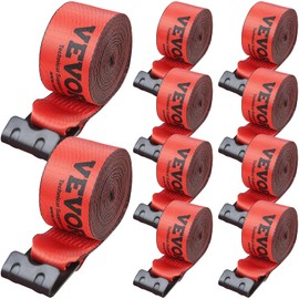 VEVOR Truck Straps, 4" x30' Heavy Duty Tie Down w/Flat Hooks 18,000lbs Break Strength, WLL# 6000lbs, Cargo Straps tie Down for Flatbeds, Trucks, Trailers, Farms, Rescues, Tree Saver, Red(10 Pack)