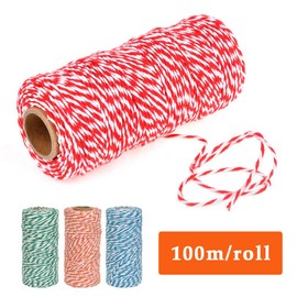 DODUOS 4 Rolls Cotton Cord 100 m x 2 mm, Cotton Twine Craft Cord Christmas Cord Garden Cord Decorative Cord Bakers Yarn for Gift Wrapping, Crafts, Gardening, DIY