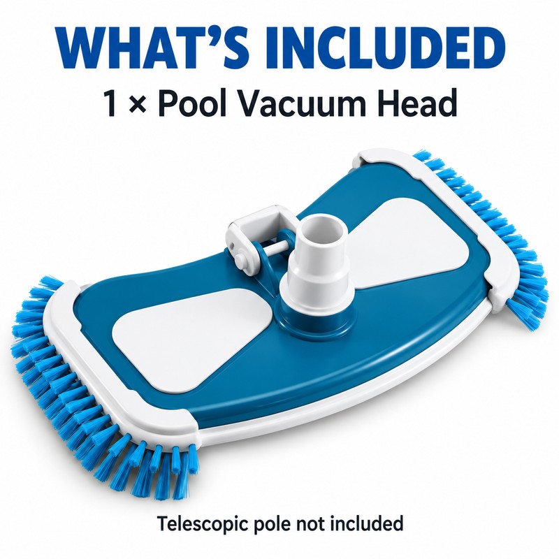 Pool Vacuum Head with Side Brushes, Plastic Swimming Pool Floor