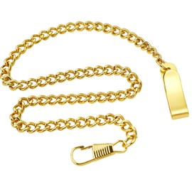 Tiong Gold Clip Pocket Watch Chain Twisted Thick Vintage Metal Alloy Watch Chain Link Vest for Your Pocket Watches