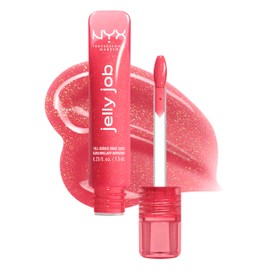 NYX PROFESSIONAL MAKEUP Jelly Job Lip Gloss, Lip Tint Gloss with Full-Bodied, Smoothing, and Hyper-Glossy Shine - Jelly Kiss'd (Pink Shimmer)