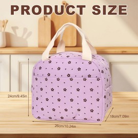 AMONENZ Pack of 2 Lunch Box Bag, Pink and Purple Lunch Cooler Bag, Corduroy and Aluminium Foil Insulated Lunch Bag, with Outer Side Pockets, Suitable for Work, Family, Picnic