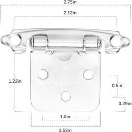50PCS Cabinet Hinges with 250 Screws, Kitchen Cabinet Door Hinges, Brushed Nickel, Self Closing, Silver, Steel, Surface Mount