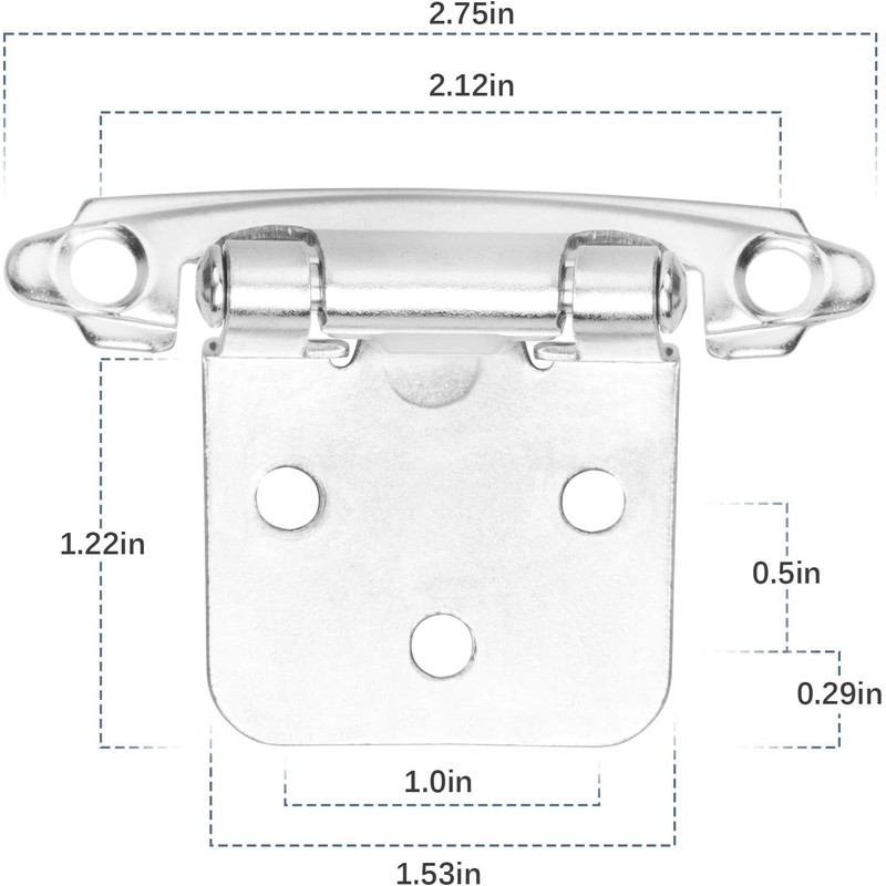 50PCS Cabinet Hinges with 250 Screws, Kitchen Cabinet Door Hinges,