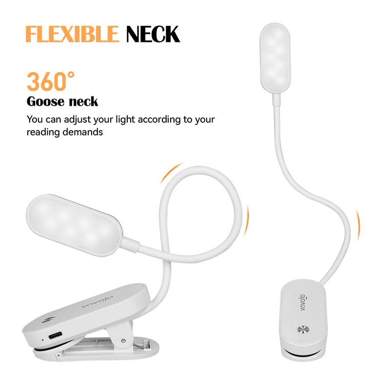 VAVOFO Rechargeable Book Light, 14 LEDs Eye Care Clip On