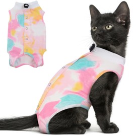 PUMYPOREITY Cat Recovery Suit for Female Surgery, Spay Alternative to Cone of Shame, Surgical Suit for Skin Diseases and Abdominal Wound, Pink, M