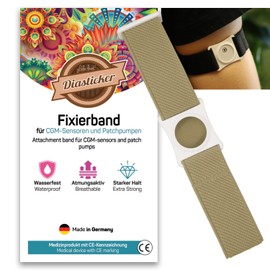 Diasticker® Freestyle Libre 3 – Fixation Strap | Flexible – Waterproof – Strong Hold | Sensor Protection, Fixation for Freestyle Libre Sensor | Holder: White (Small: 18-25 cm, Beige)