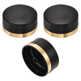 MECCANIXITY 3Pcs Rotary Potentiometer Knob 6mm Hole Dia Plum Blossom Shaft with Scale, 0.9" H x 1.7" Dia Silver Plastic Electronic Control Cap for Volume Control(Black with Gold Trim)