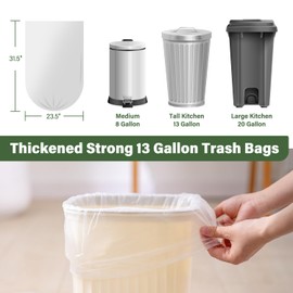 Jaoul Kitchen Garbage Bags, 13 Gallon Trash Bags for Tall Kitchen Trash Can, 0.97 Mil Thicken Large Garbage Bags Kitchen Trash Bags, Lawn Trash Can Liner, White Trash Bags, 260 Counts