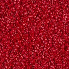 11/0 Cylinder Seed Beads - Dyed SF Op Bright Red - DB0791 5 Grams