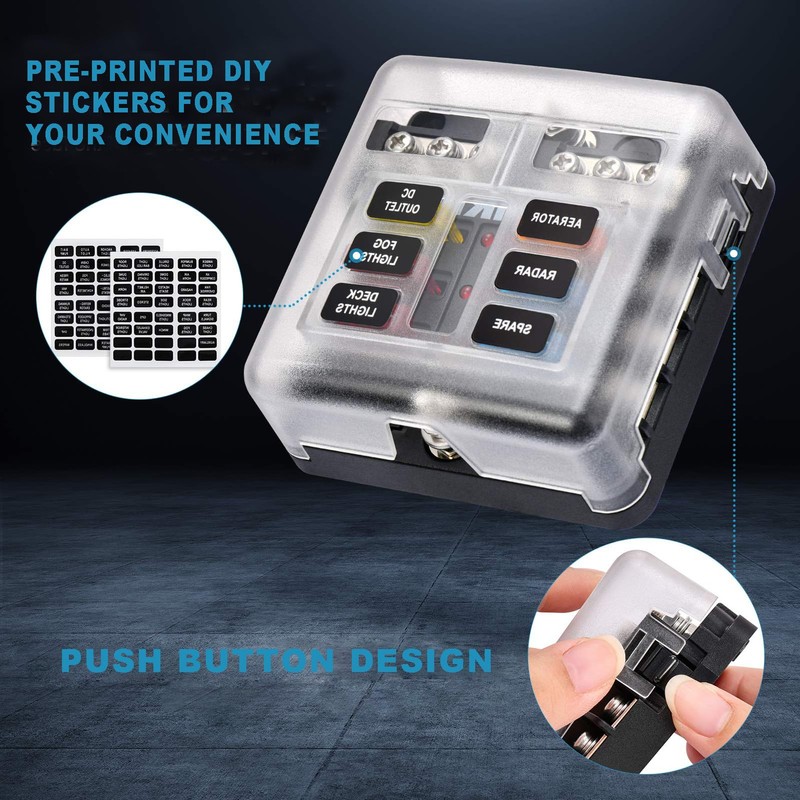 MAEZOE 6 Way 12V Fuse Box with LED Indicator, Heavy