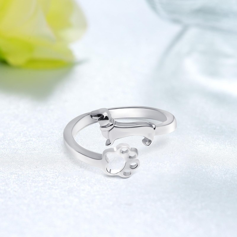 Feijiesi Cute Pug/Yorkie/German Shepherd/Corgi/Maltese/Dachshund Ring 925 Sterling Silver Cute Dog