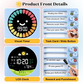 VXVGER Visual Timer for Kids/ADHD with Two Color Screen, Countdown Timer Digital Planner Tool, Daily to-Do List for Schedule