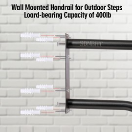 SDNBHT Hand Rails for Outdoor Steps 1-3 Steps Handrails for Outdoor Steps Stair Railing Indoor 22.8' Porch Railing U-Shaped Stair Handrail for Kids, Elderly, Pregnant Women, Disabled (Black)