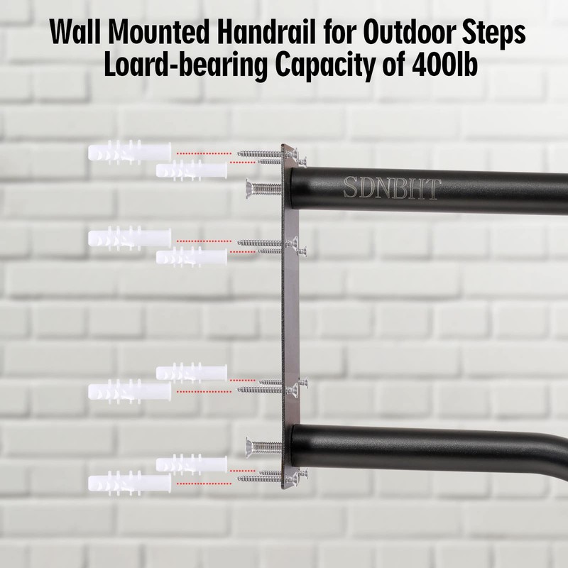 SDNBHT Hand Rails for Outdoor Steps 1-3 Steps Handrails for